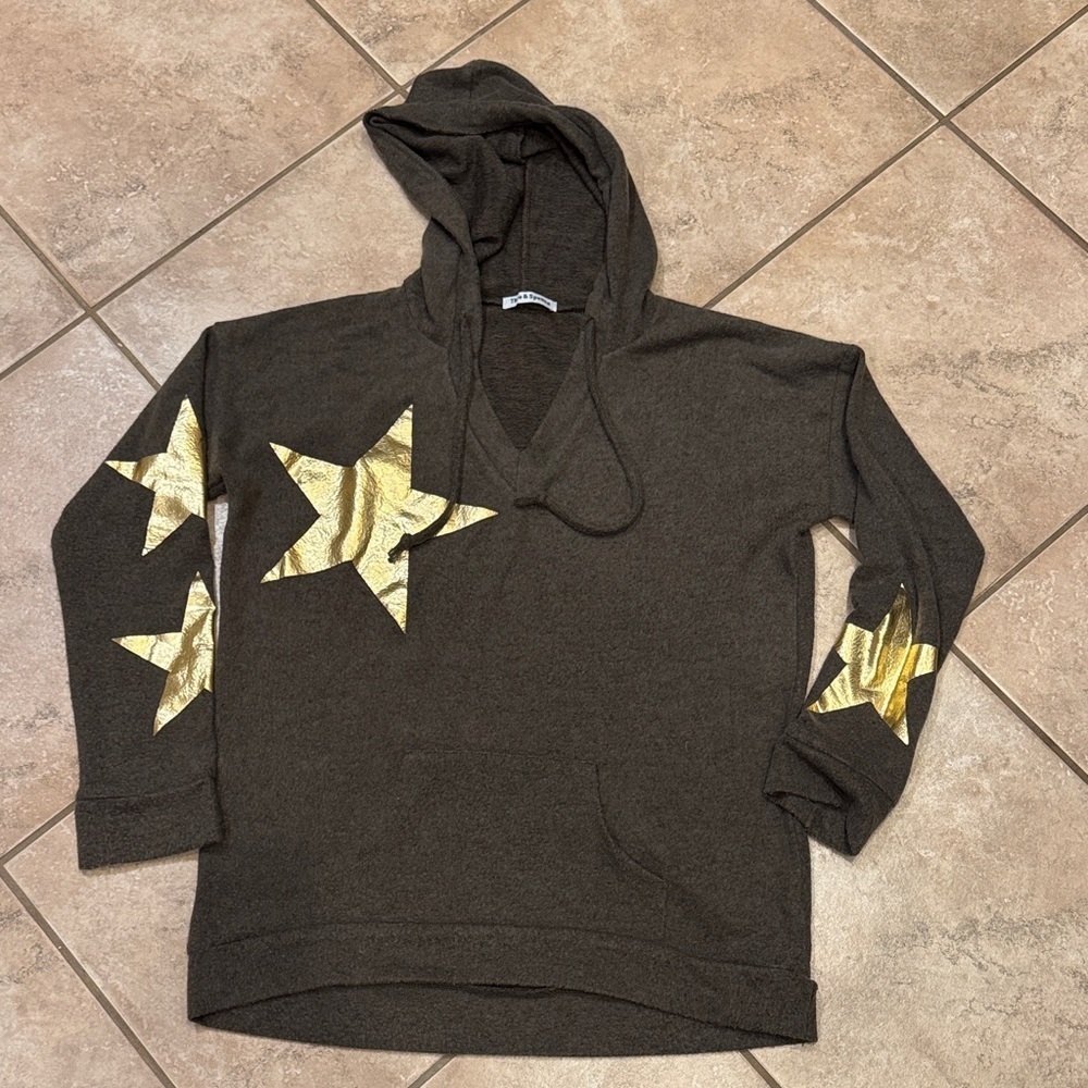 Cozy Hoodie with Gold Star Accents
